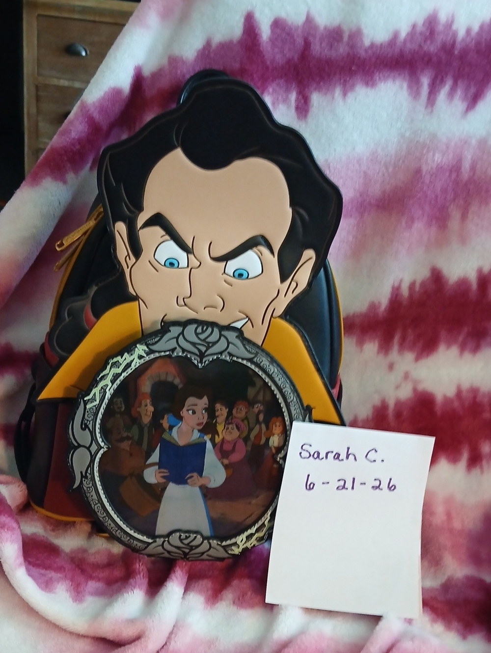 Loungefly Black Yellow Belle and Gaston Vinyl Mini Backpack